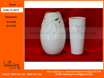 White flower vases Bat Trang ceramics