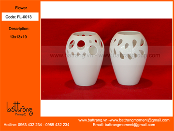 White flower vases Bat Trang ceramics (ITEM CODE: BTG-NC)