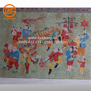 Bat Trang Ceramics Group - Ceramic mosaic painting "Mua Lan" 01
