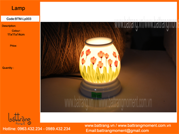Sứ Bát Tràng Group: Đèn xông tinh dầu sứ thấu quang vẽ hoa Tulip 01