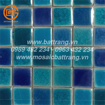 Gạch mosaic gốm Sứ Bát Tràng Group #68| Gạch ốp bể bơi bền đẹp | Gạch phối trộn các tông xanh dương