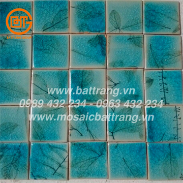Gạch mosaic gốm sứ Bát Tràng Group #89 | Gạch gốm khắc dấu hoa lá thiên nhiên | Gạch ốp bếp phong thủy đẹp