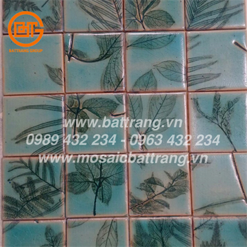 Gạch mosaic gốm Sứ Bát Tràng Group 94 | Gạch mosaic gốm khắc hoa lá cành gạch trang trí đẹp