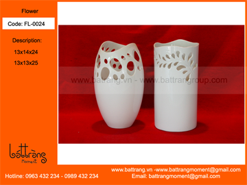 Bat Trang pottery vase white (ITEM CODE: BTG-UTK)