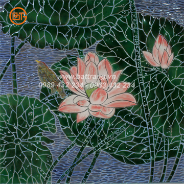 Tranh mosaic gốm Sứ Bát Tràng Group 1 hoa sen men kính
