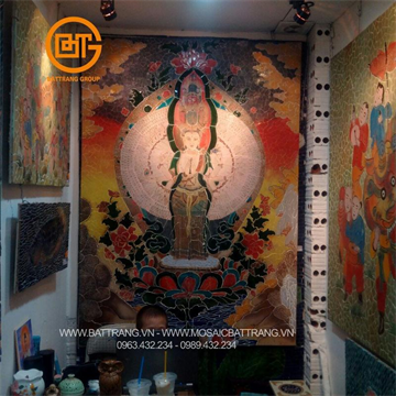 Tranh Phật giáo Mật tông | Tranh Mosaic Phật Bà nghìn mắt nghìn tay | Avalokiteshvara Thangka